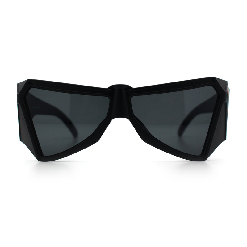 Robotic Geometric Dimensional Bevel Angular Wrap Plastic Sunglasses