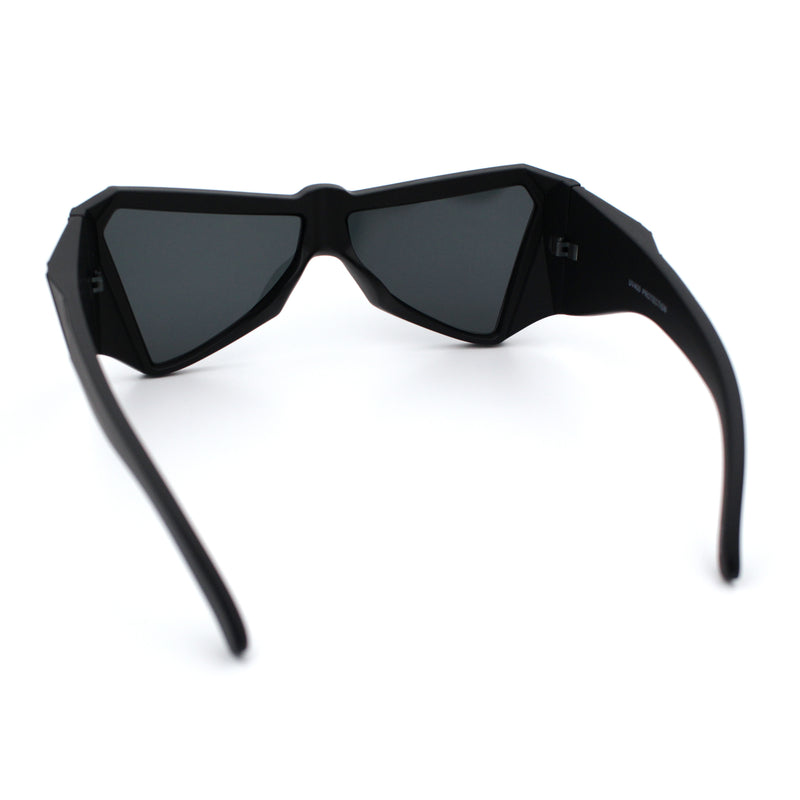 Robotic Geometric Dimensional Bevel Angular Wrap Plastic Sunglasses