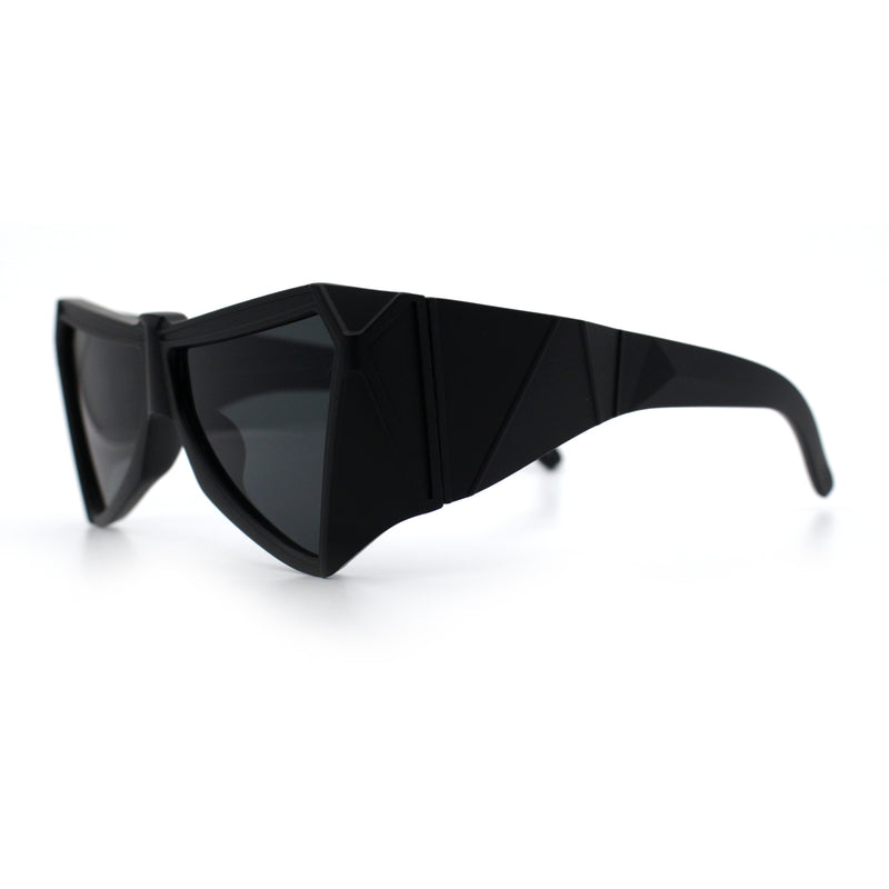 Robotic Geometric Dimensional Bevel Angular Wrap Plastic Sunglasses