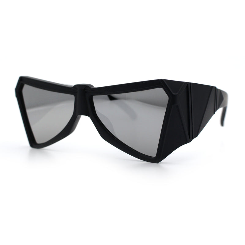 Robotic Geometric Dimensional Bevel Angular Wrap Plastic Sunglasses