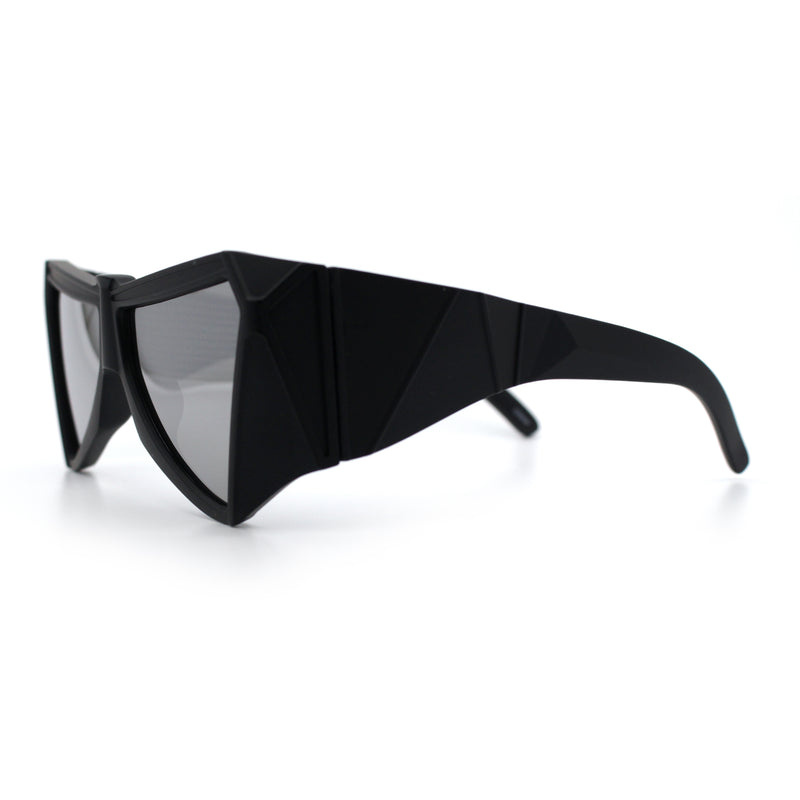 Robotic Geometric Dimensional Bevel Angular Wrap Plastic Sunglasses