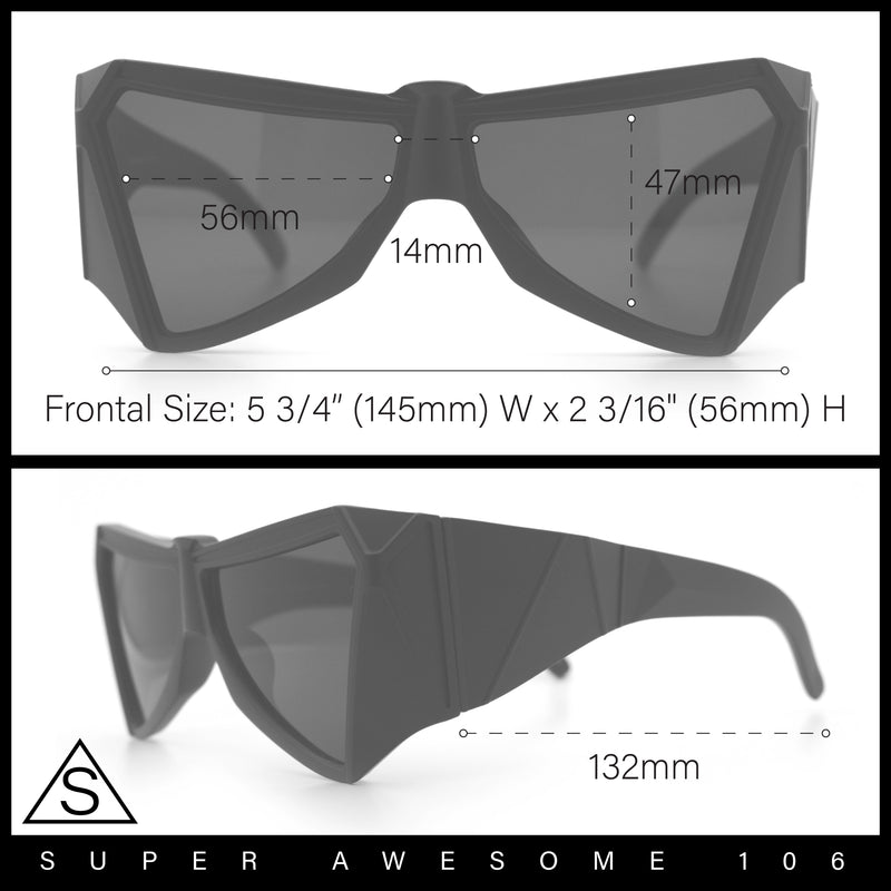 Robotic Geometric Dimensional Bevel Angular Wrap Plastic Sunglasses