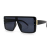 Rimless Oversized Monoblock Shield Rectangle Mobster Plastic Sunglasses
