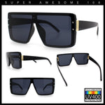 Rimless Oversized Monoblock Shield Rectangle Mobster Plastic Sunglasses