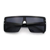 Rimless Oversized Monoblock Shield Rectangle Mobster Plastic Sunglasses