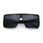 Rimless Oversized Monoblock Shield Rectangle Mobster Plastic Sunglasses