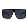 Rimless Oversized Monoblock Shield Rectangle Mobster Plastic Sunglasses
