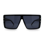 Rimless Oversized Monoblock Shield Rectangle Mobster Plastic Sunglasses