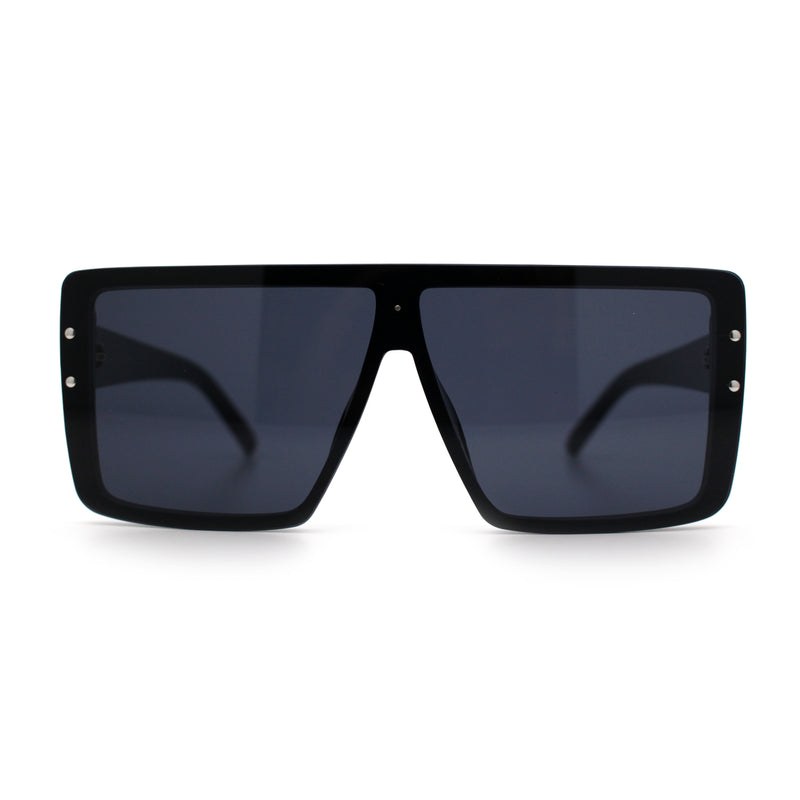 Rimless Oversized Monoblock Shield Rectangle Mobster Plastic Sunglasses