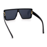 Rimless Oversized Monoblock Shield Rectangle Mobster Plastic Sunglasses