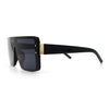 Rimless Oversized Monoblock Shield Rectangle Mobster Plastic Sunglasses