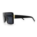 Rimless Oversized Monoblock Shield Rectangle Mobster Plastic Sunglasses