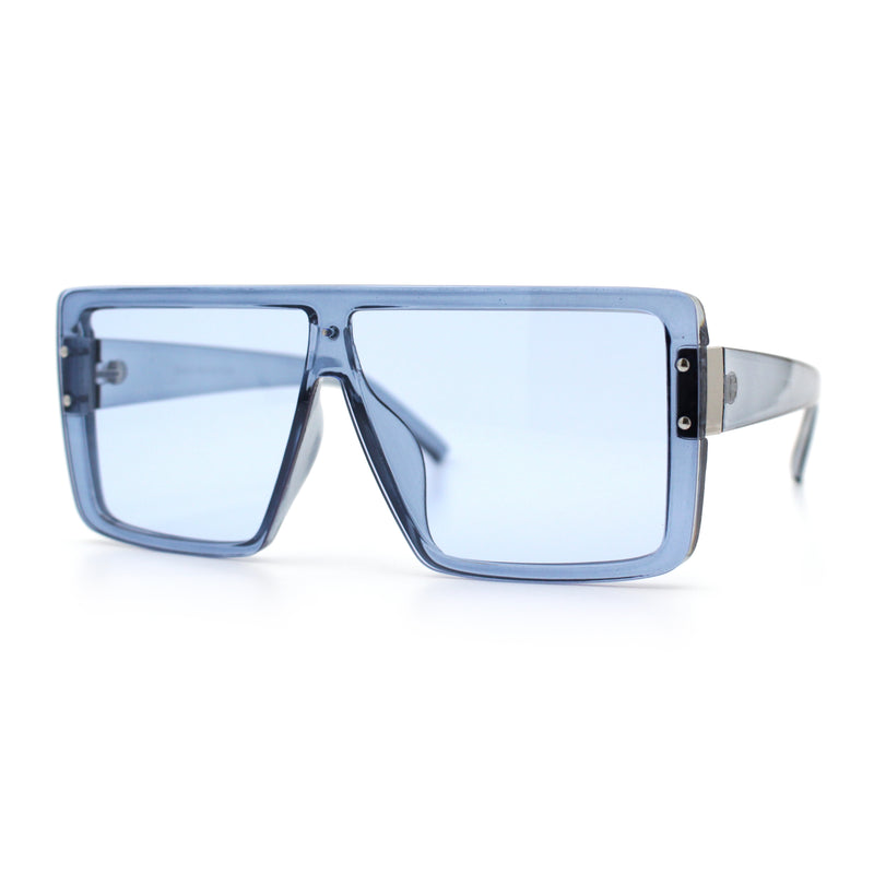 Rimless Oversized Monoblock Shield Rectangle Mobster Plastic Sunglasses
