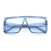Rimless Oversized Monoblock Shield Rectangle Mobster Plastic Sunglasses