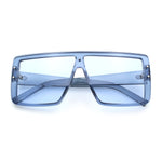 Rimless Oversized Monoblock Shield Rectangle Mobster Plastic Sunglasses