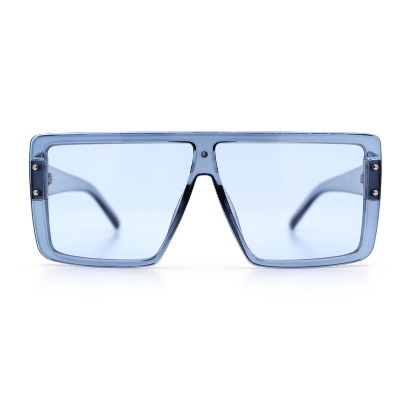 Rimless Oversized Monoblock Shield Rectangle Mobster Plastic Sunglasses
