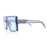 Rimless Oversized Monoblock Shield Rectangle Mobster Plastic Sunglasses