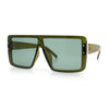 Rimless Oversized Monoblock Shield Rectangle Mobster Plastic Sunglasses