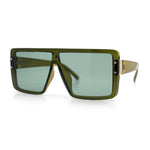 Rimless Oversized Monoblock Shield Rectangle Mobster Plastic Sunglasses