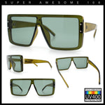Rimless Oversized Monoblock Shield Rectangle Mobster Plastic Sunglasses