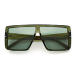 Rimless Oversized Monoblock Shield Rectangle Mobster Plastic Sunglasses
