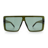 Rimless Oversized Monoblock Shield Rectangle Mobster Plastic Sunglasses