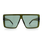 Rimless Oversized Monoblock Shield Rectangle Mobster Plastic Sunglasses