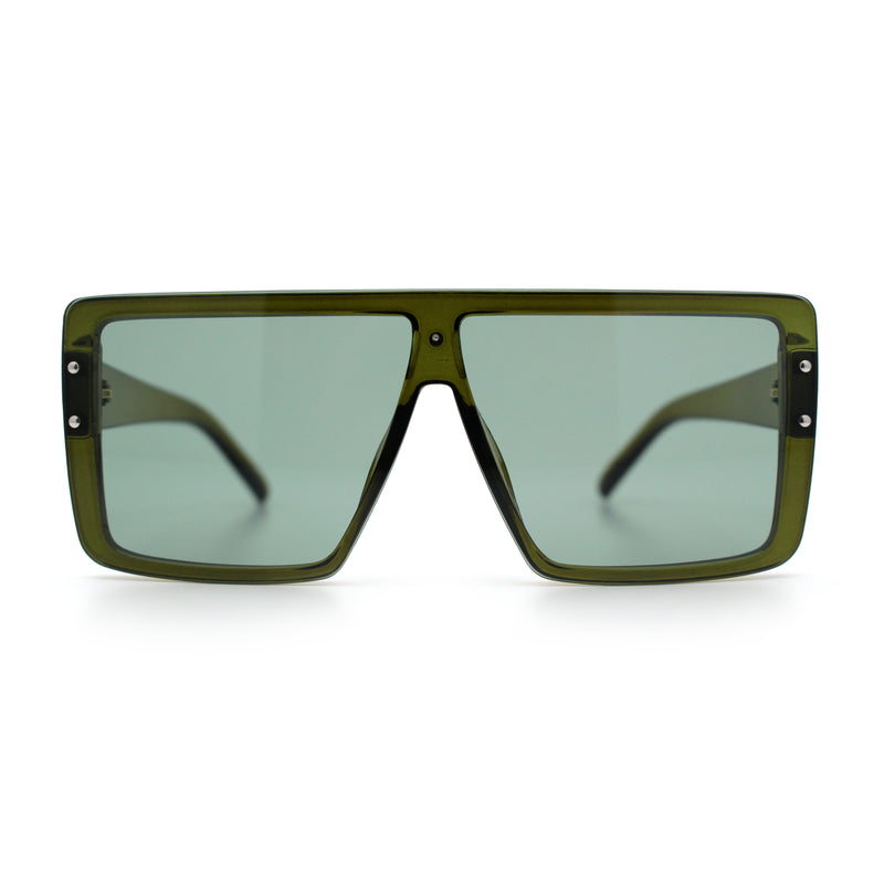 Rimless Oversized Monoblock Shield Rectangle Mobster Plastic Sunglasses