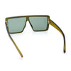 Rimless Oversized Monoblock Shield Rectangle Mobster Plastic Sunglasses