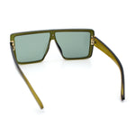 Rimless Oversized Monoblock Shield Rectangle Mobster Plastic Sunglasses