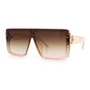 Rimless Oversized Monoblock Shield Rectangle Mobster Plastic Sunglasses