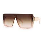 Rimless Oversized Monoblock Shield Rectangle Mobster Plastic Sunglasses