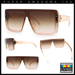 Rimless Oversized Monoblock Shield Rectangle Mobster Plastic Sunglasses