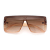 Rimless Oversized Monoblock Shield Rectangle Mobster Plastic Sunglasses