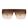 Rimless Oversized Monoblock Shield Rectangle Mobster Plastic Sunglasses