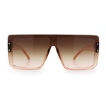 Rimless Oversized Monoblock Shield Rectangle Mobster Plastic Sunglasses