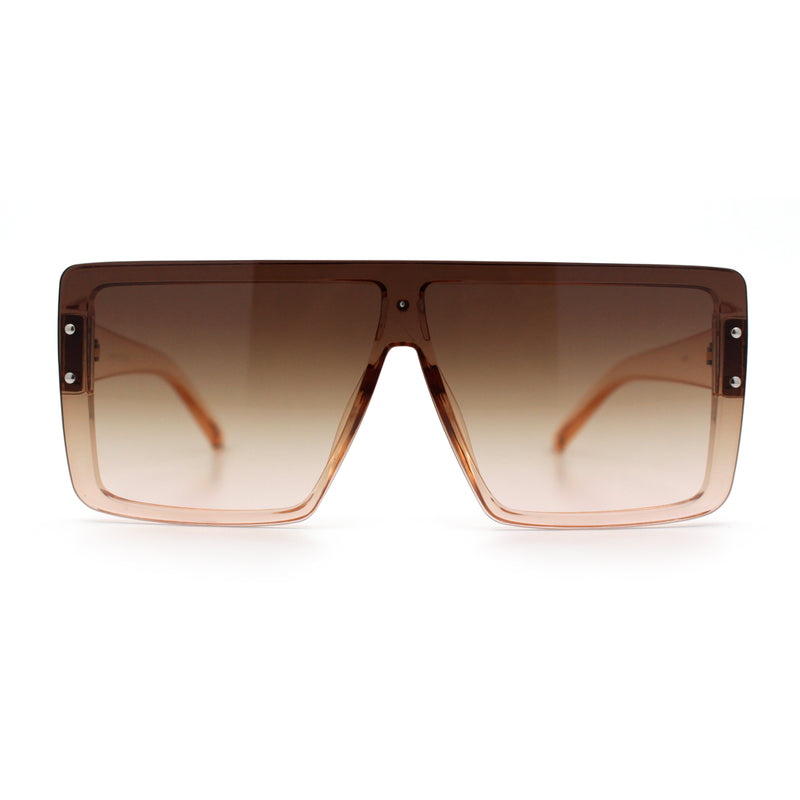 Rimless Oversized Monoblock Shield Rectangle Mobster Plastic Sunglasses