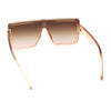 Rimless Oversized Monoblock Shield Rectangle Mobster Plastic Sunglasses