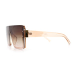 Rimless Oversized Monoblock Shield Rectangle Mobster Plastic Sunglasses