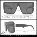 Rimless Oversized Monoblock Shield Rectangle Mobster Plastic Sunglasses
