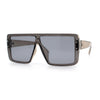Rimless Oversized Monoblock Shield Rectangle Mobster Plastic Sunglasses