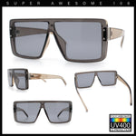 Rimless Oversized Monoblock Shield Rectangle Mobster Plastic Sunglasses