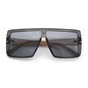 Rimless Oversized Monoblock Shield Rectangle Mobster Plastic Sunglasses