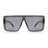 Rimless Oversized Monoblock Shield Rectangle Mobster Plastic Sunglasses