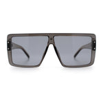 Rimless Oversized Monoblock Shield Rectangle Mobster Plastic Sunglasses