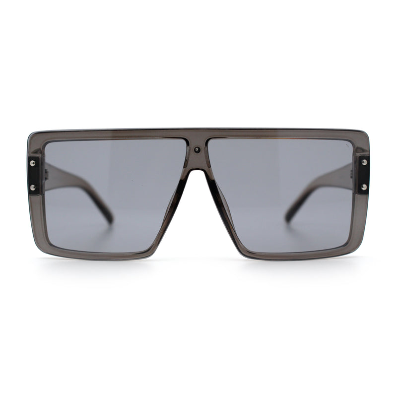 Rimless Oversized Monoblock Shield Rectangle Mobster Plastic Sunglasses