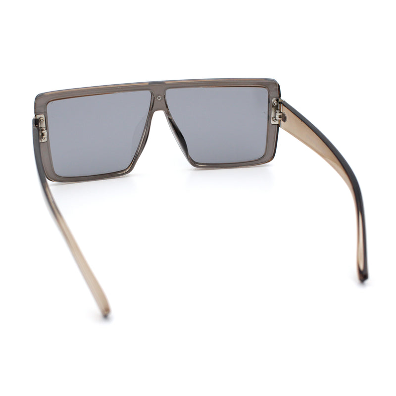 Rimless Oversized Monoblock Shield Rectangle Mobster Plastic Sunglasses