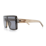 Rimless Oversized Monoblock Shield Rectangle Mobster Plastic Sunglasses