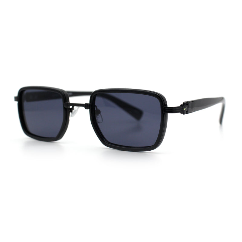 Hipster Dad Fashion Double Rim Narrow Rectangular Luxury Sunglasses