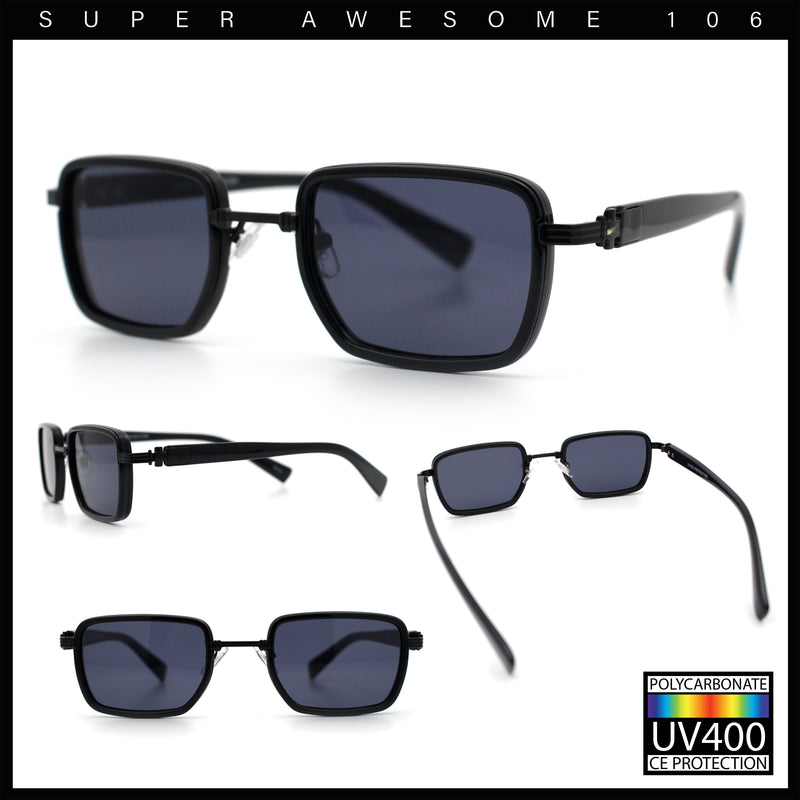 Hipster Dad Fashion Double Rim Narrow Rectangular Luxury Sunglasses